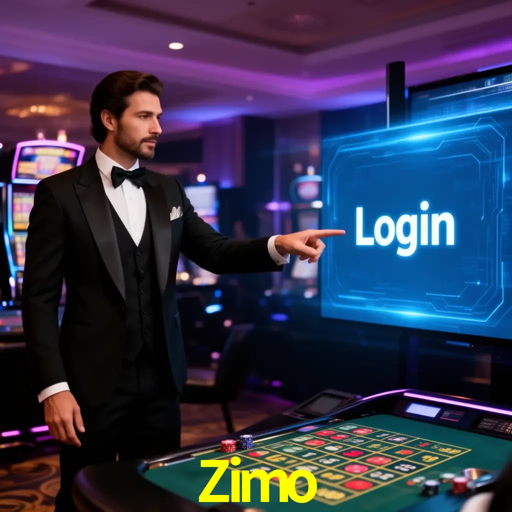 Zimo Login - OTP, cuenta y soporte Pantalla Zimo Login con OTP, contraseña, cuenta segura y soporte móvil